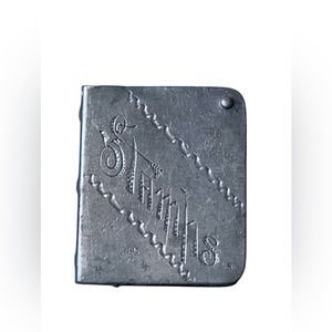 WWII Aluminum Stamp Book Trench Art Scrolled Initials of Soldier